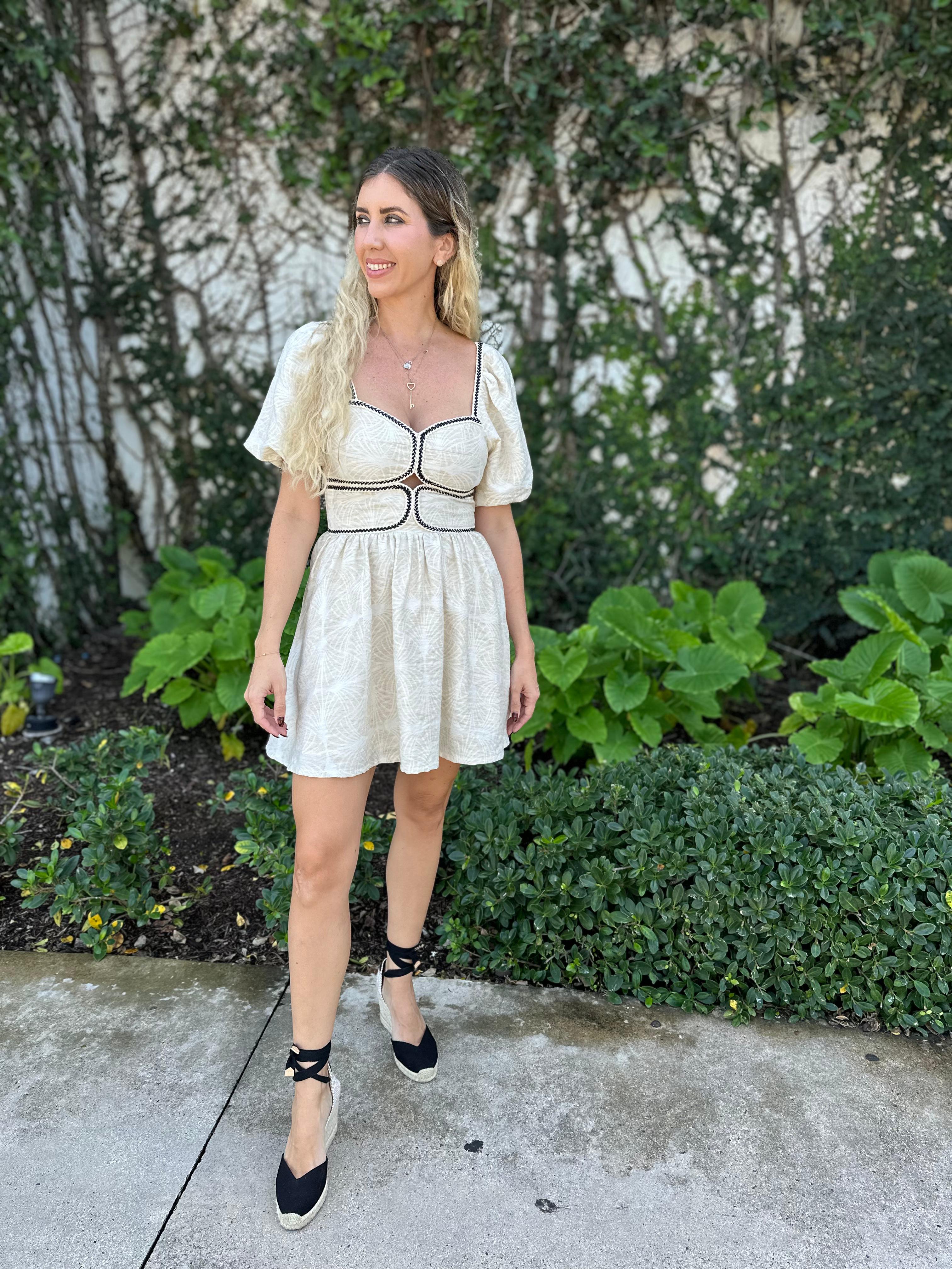 Contrast Trim Twill Mini Dress