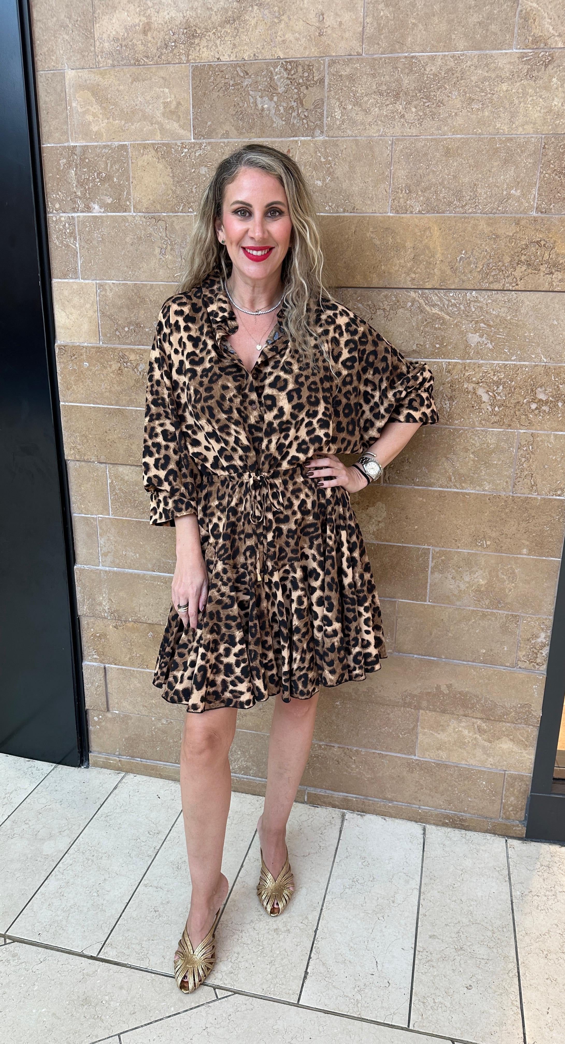 Dolman Sleeve Tie Waist Mini Dress