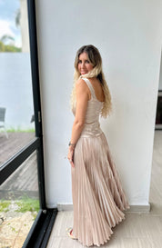 Sleeveless Pleated Maxi Dress
