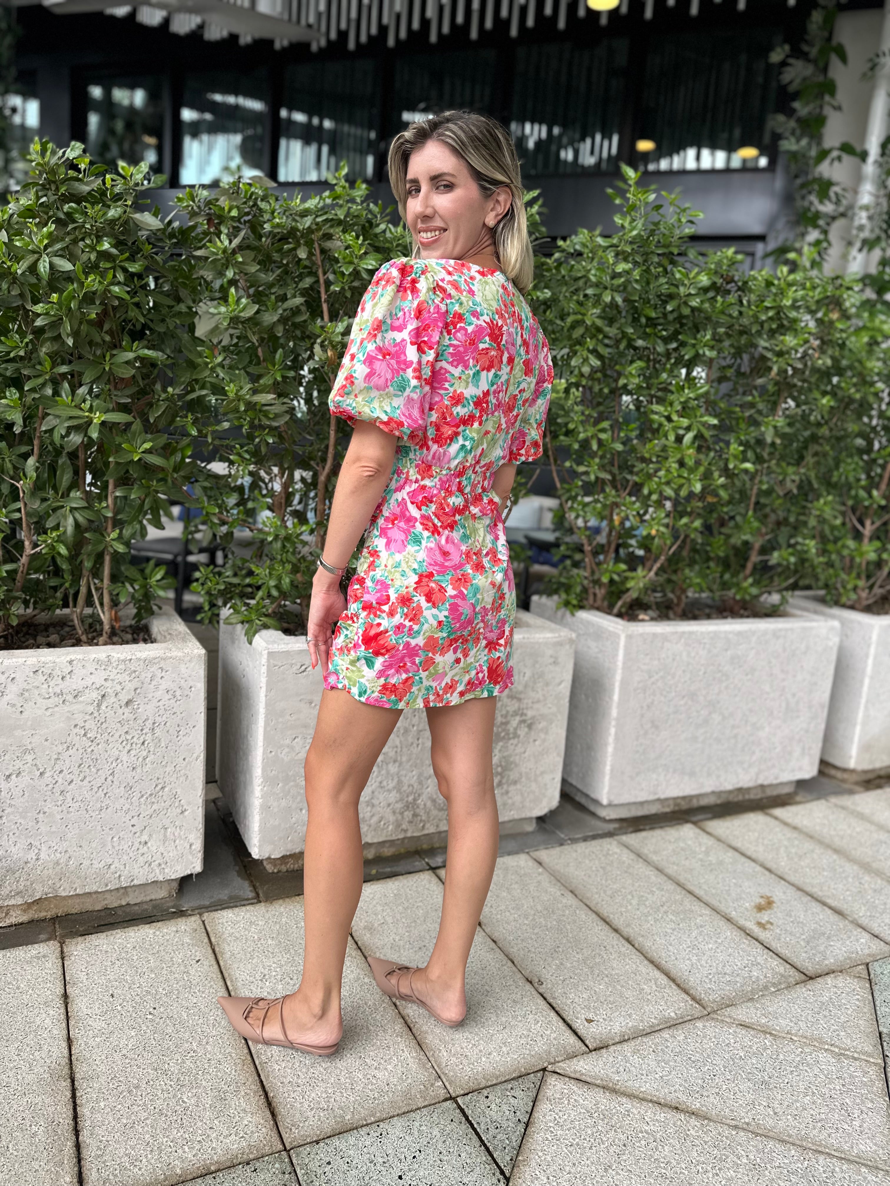 Puff Sleeves Mini Dress