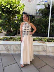 Contrast Crochet Maxi Dress