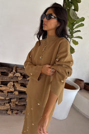 Tan Stud Evie Knit Jumper
