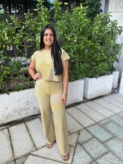 Striped Knit Top & Pant Set