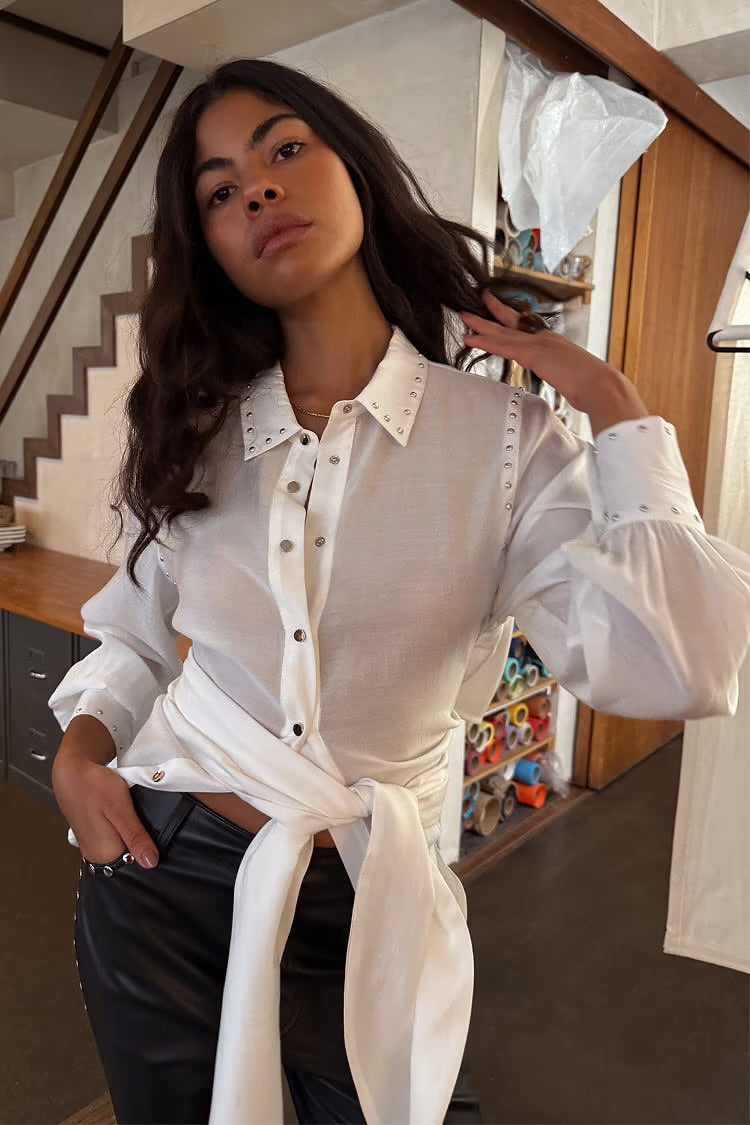 White Tie Back Shirt