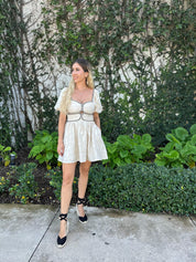 Contrast Trim Twill Mini Dress