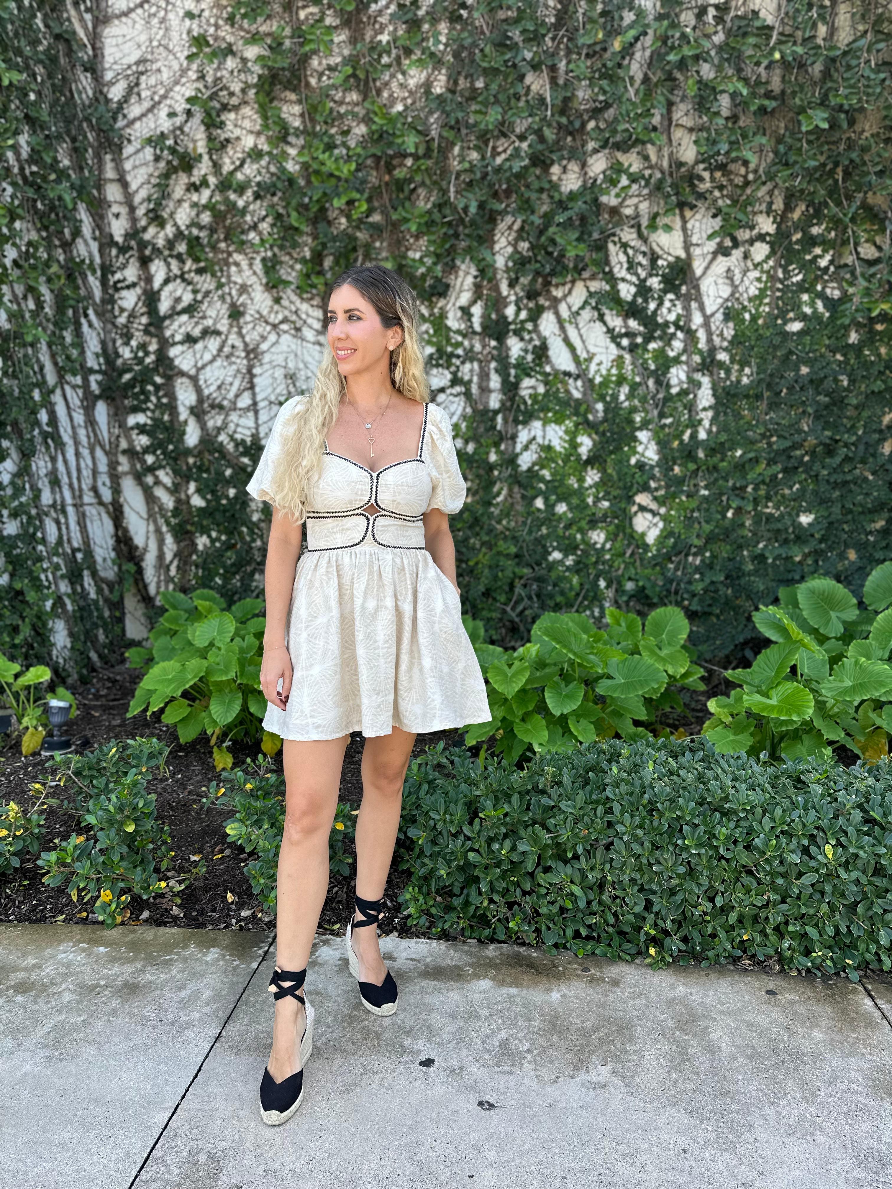 Contrast Trim Twill Mini Dress