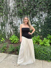 Ponte Chiffon Contrast Dress