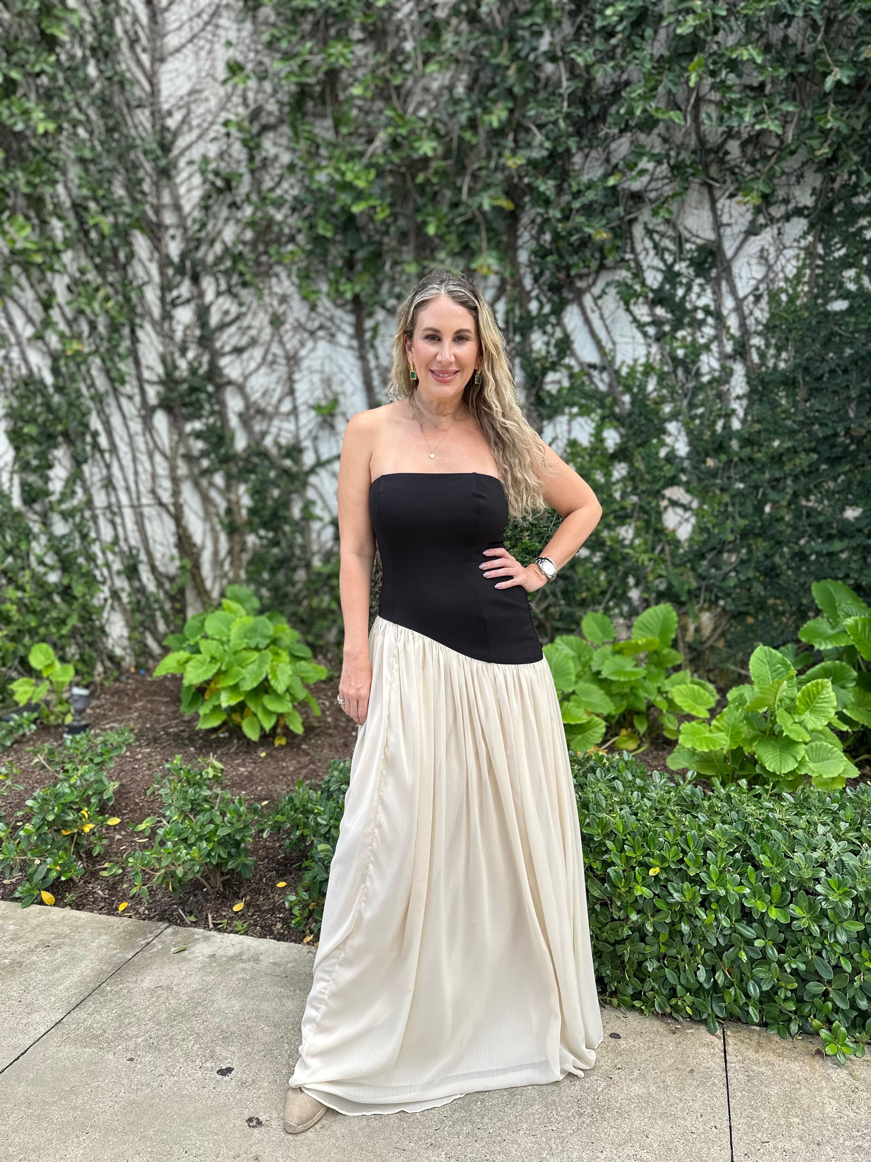 Ponte Chiffon Contrast Dress