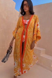 Yellow Sun Kimono with Beading
