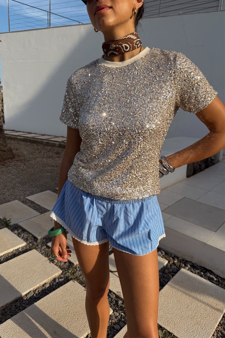Silver Sequin T Shirt