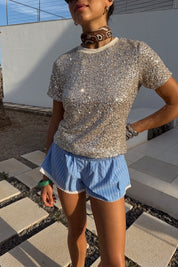 Silver Sequin T Shirt