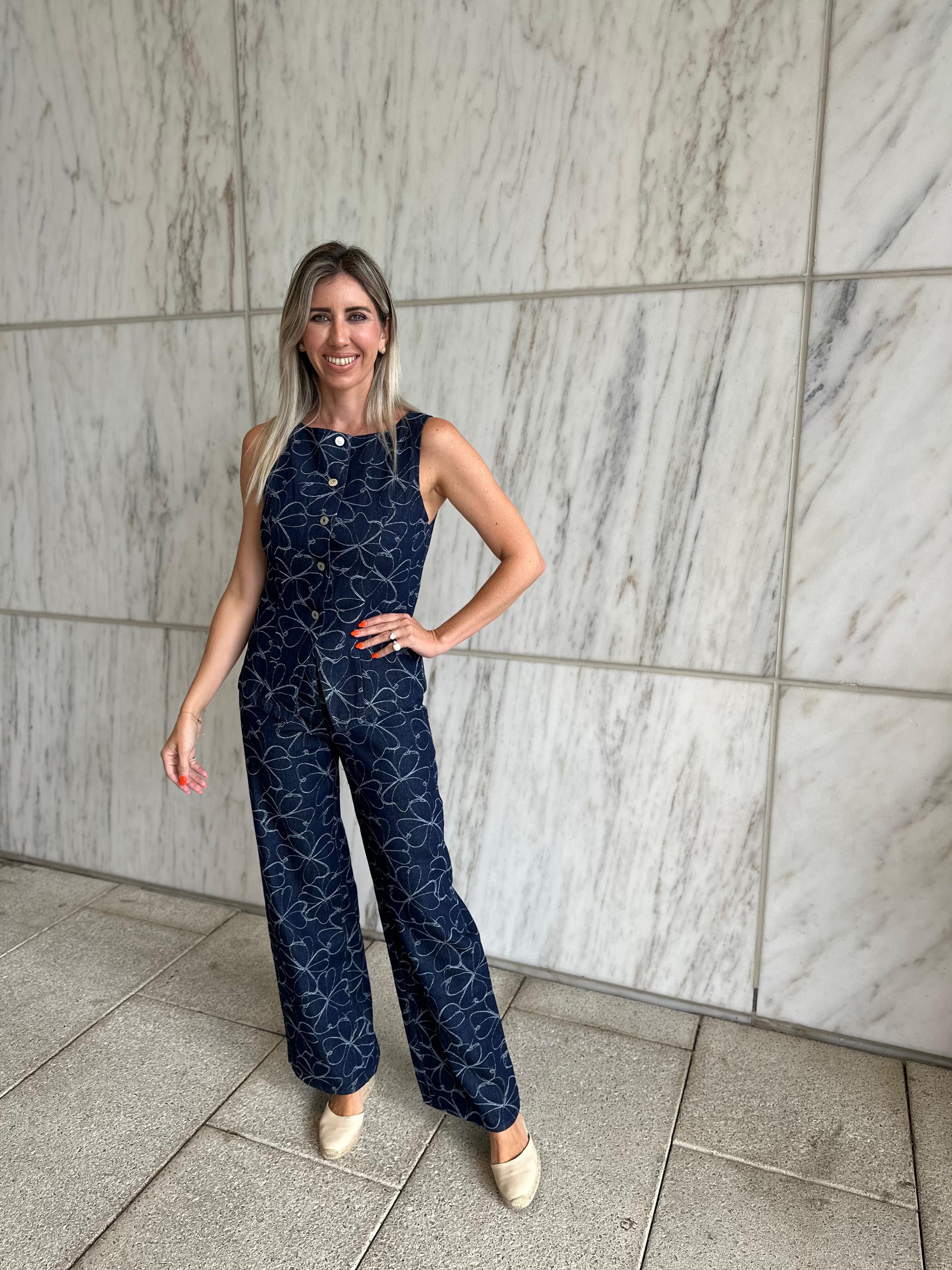 Embroidery Denim Two Piece Set