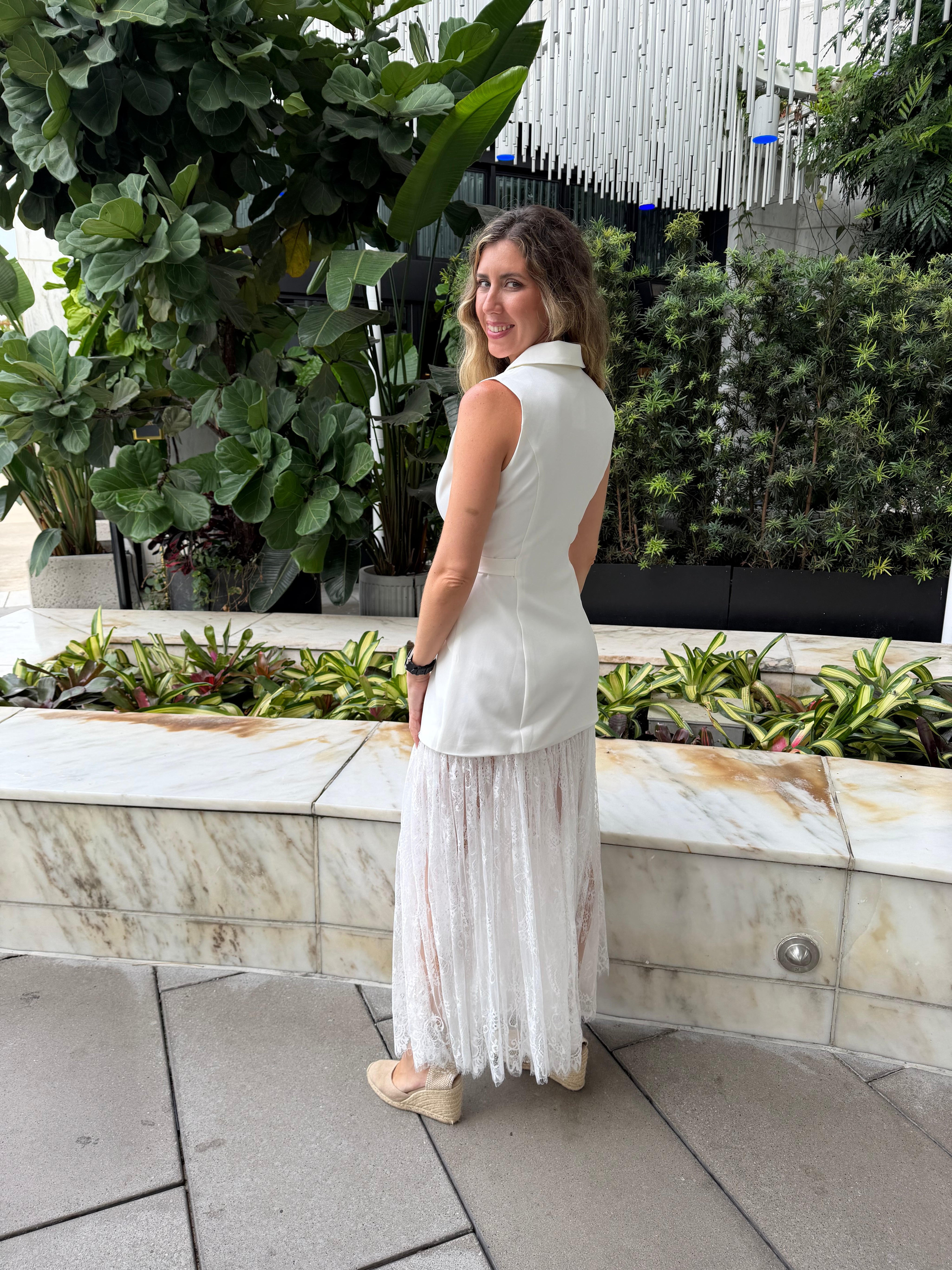 Lace Skirt Blazer Sleeveless Dress