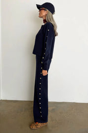 Navy Studded Knit Jogger