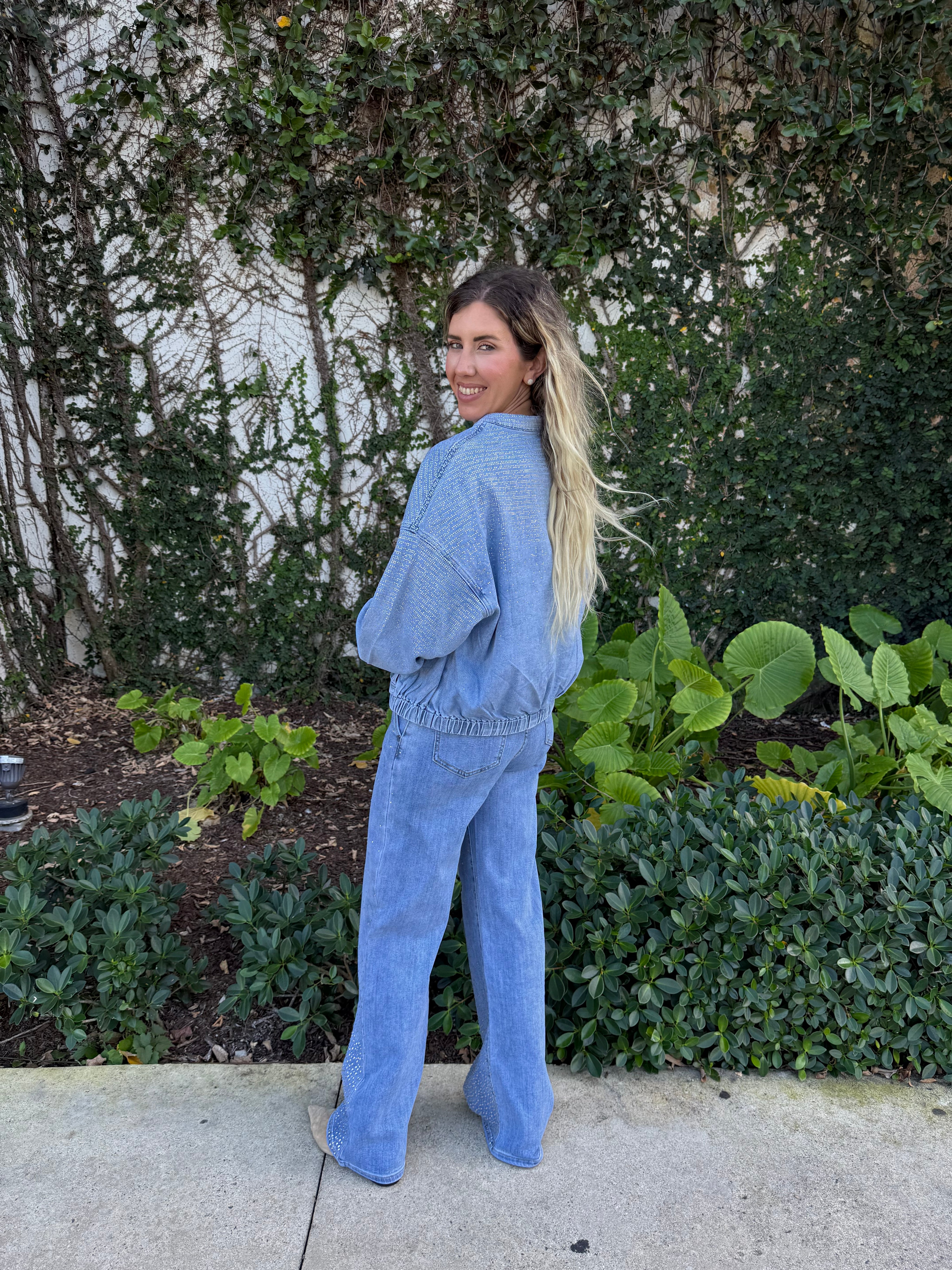 Gradient Rhinestones Jeans