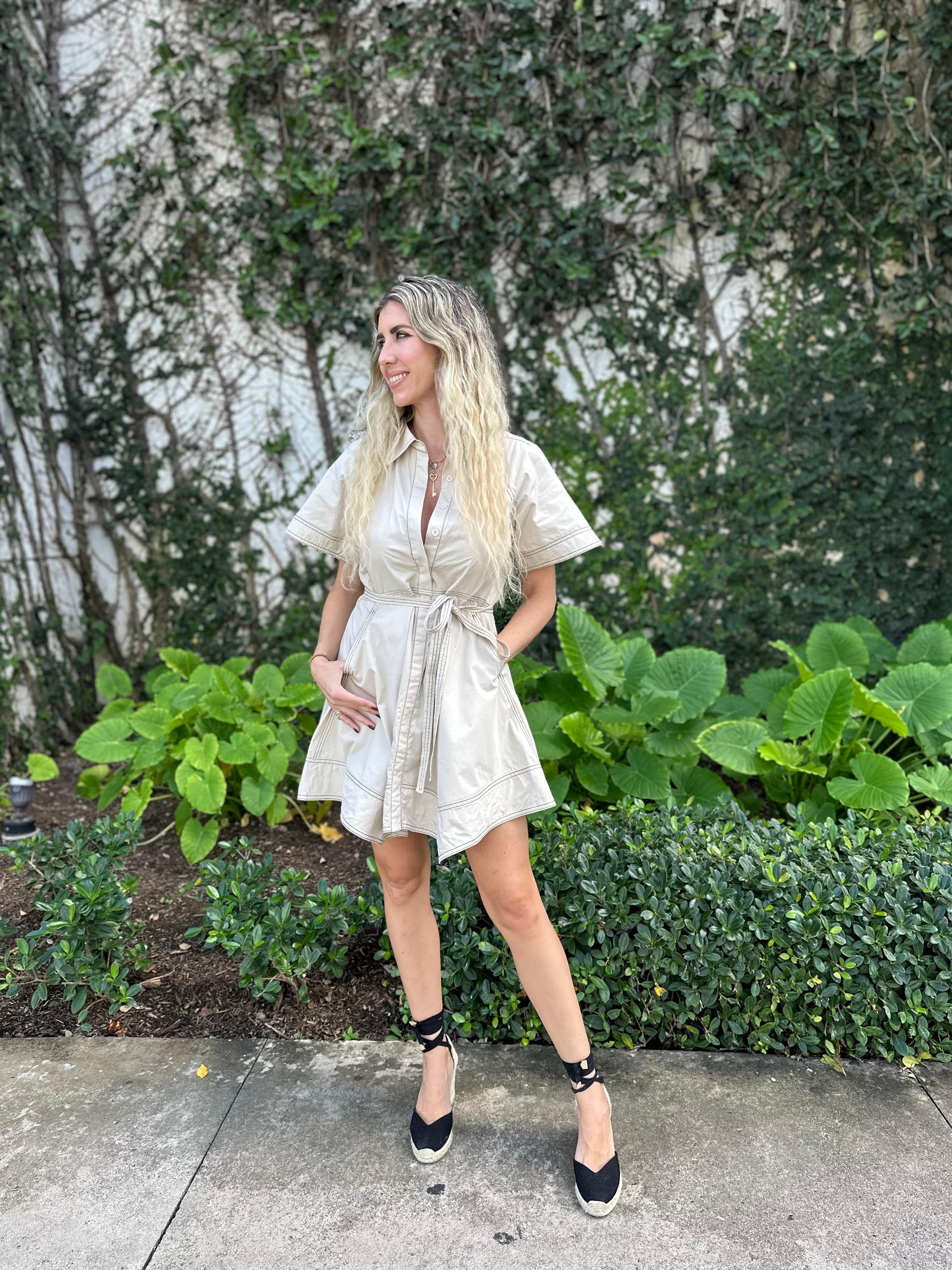 Top Stitch Poplin Mini Dress