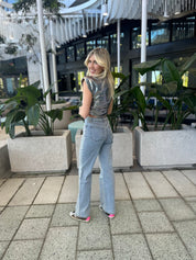 Rhinestones Studs Denim Jeans