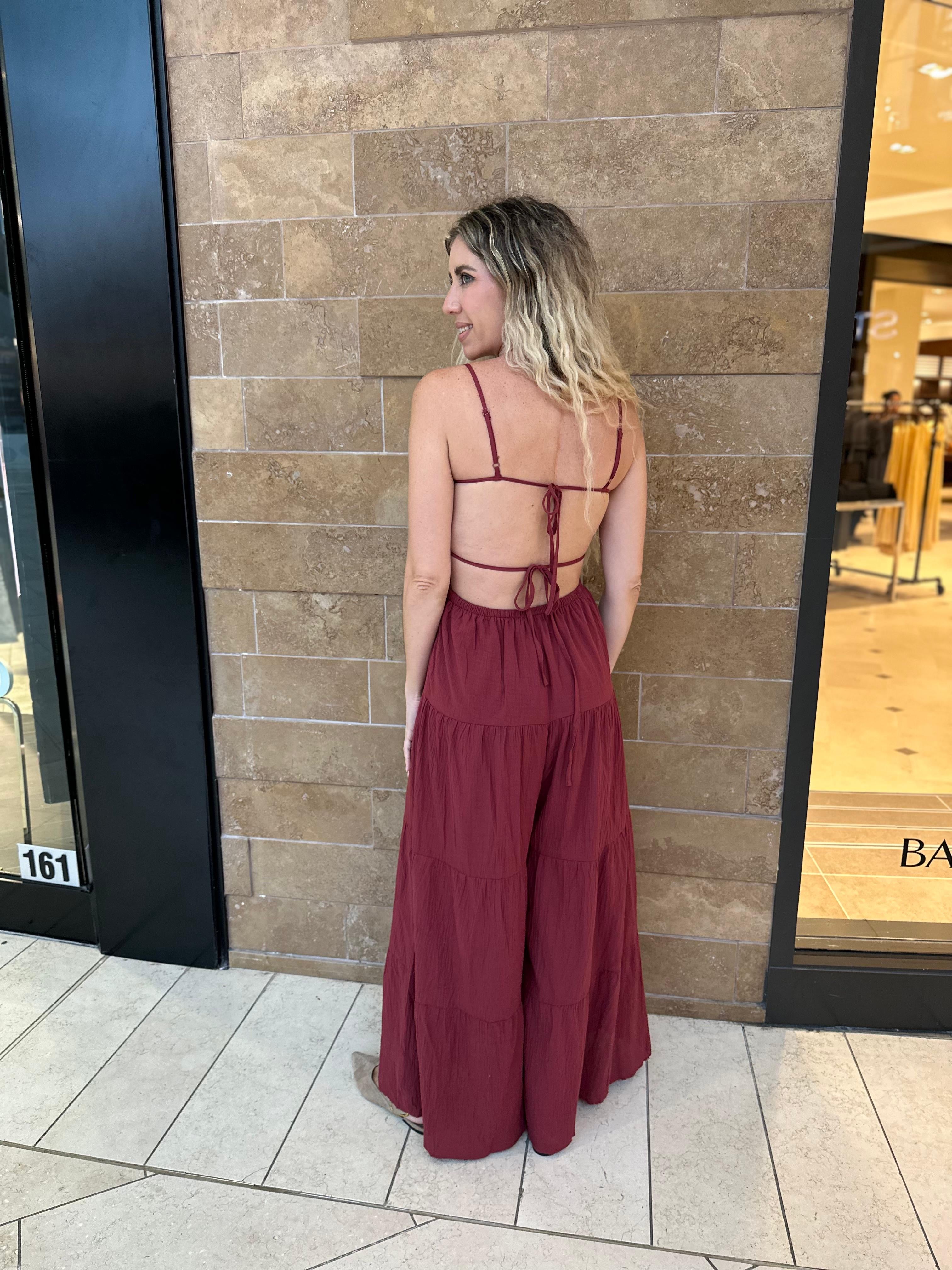 Crinkle Backless Jumpsuit
