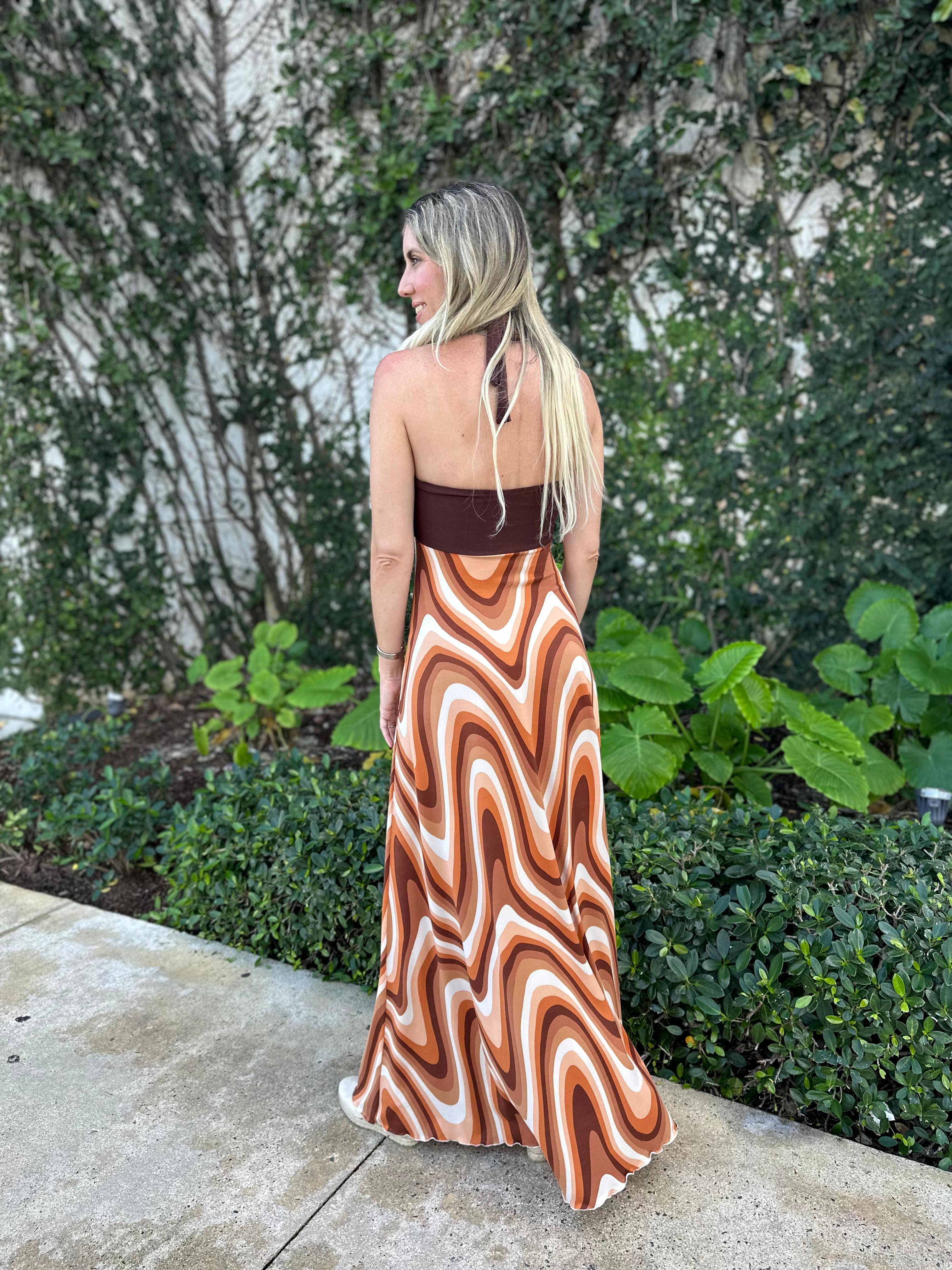 Halter Front Slit Maxi Dress