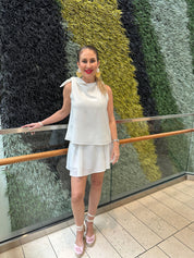 Textured Solid Pleated Skort