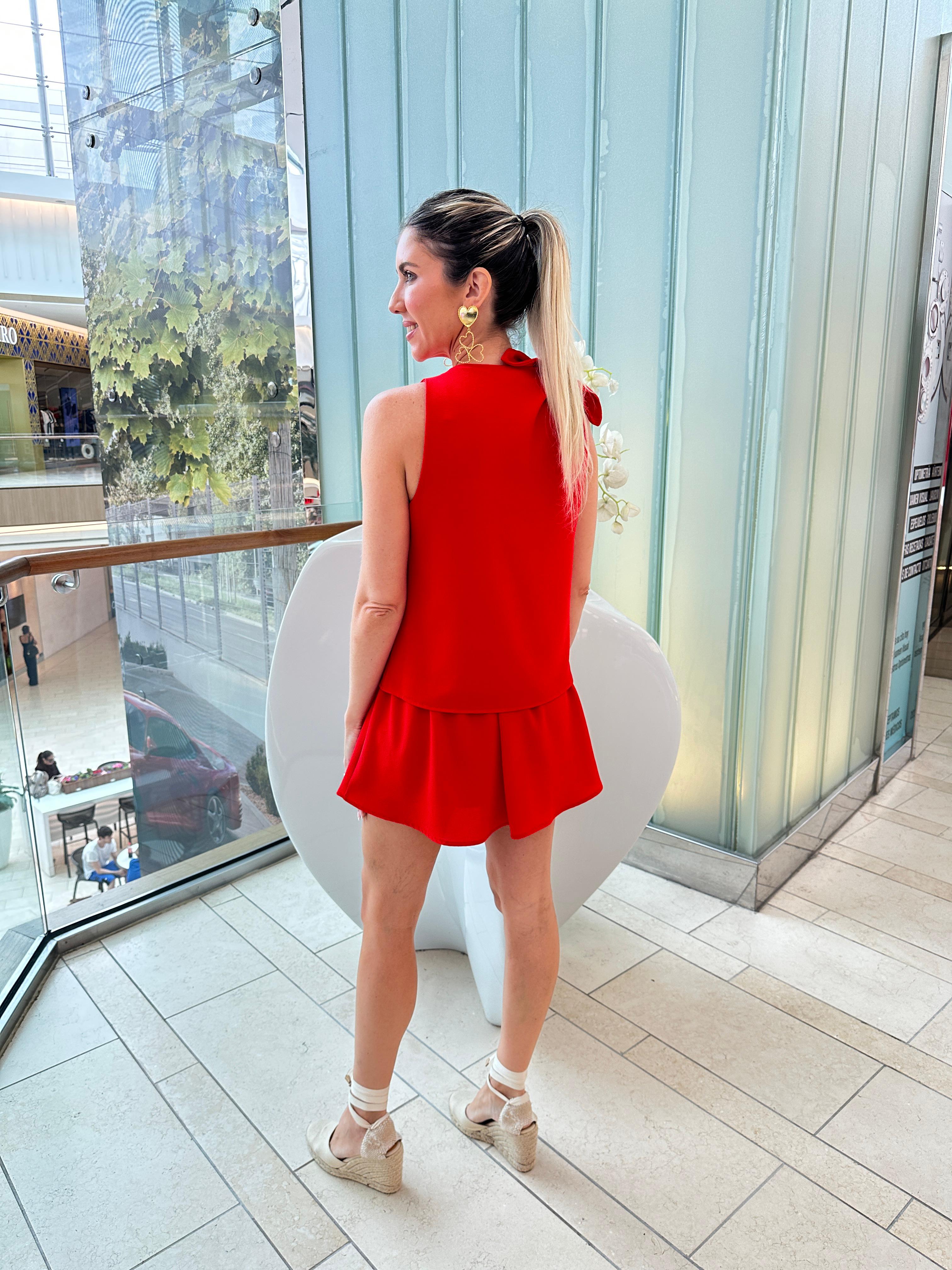 Textured Solid Pleated Skort