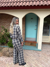 Plaid Long Slv. Top & Pants Set