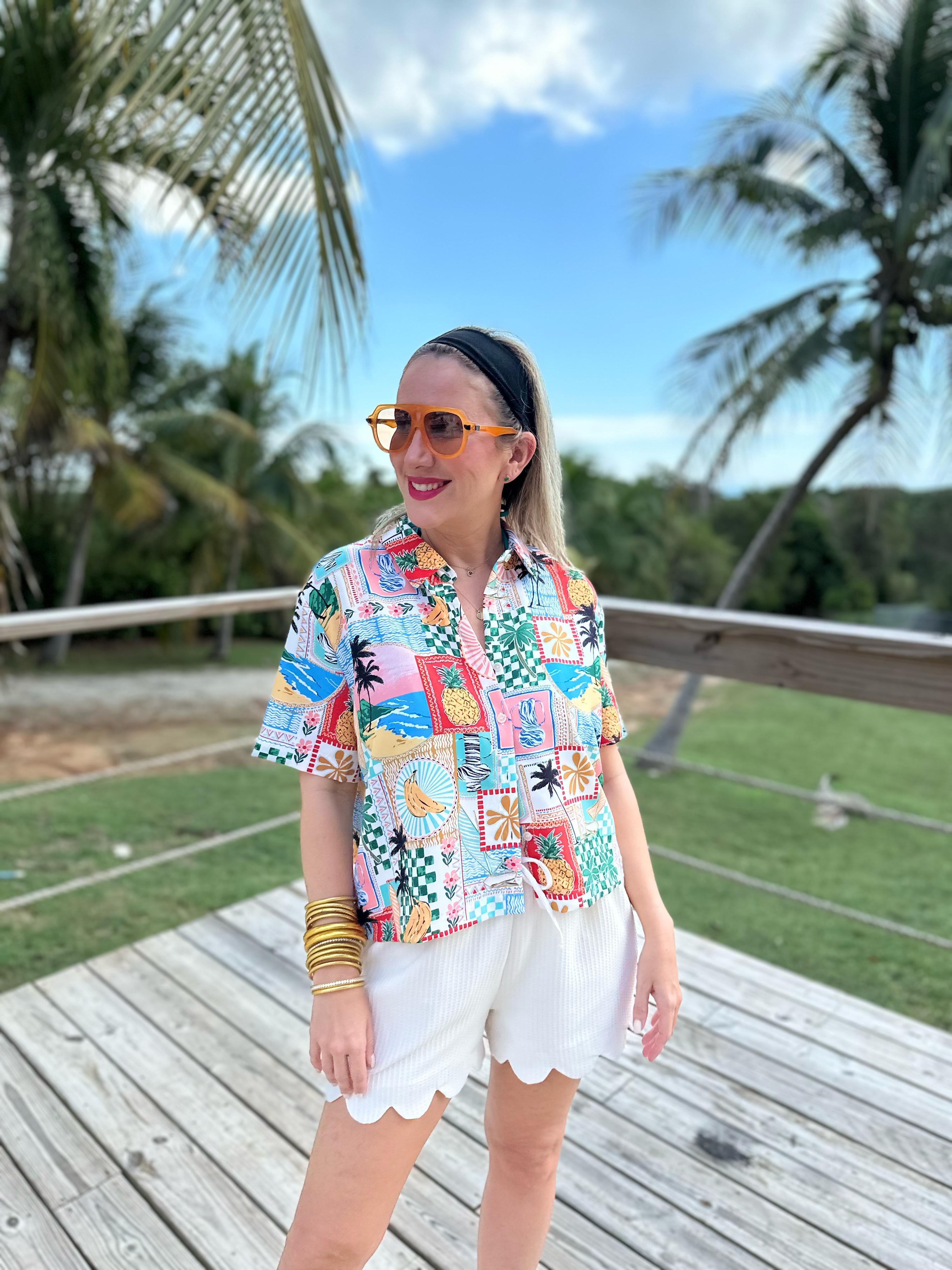 Printed Button Down Top