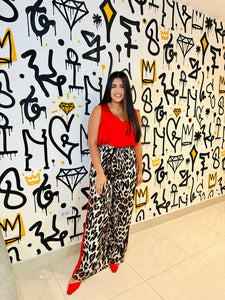 Leo Straight Pant W. Red Stripes