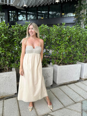 Stitch Bustier Linen Midi Dress