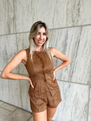 Suede Vest & Shorts Set