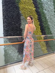 Printed Pleated Midi Dress