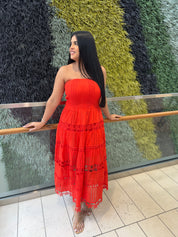 Eyelet Lace Tube Dress