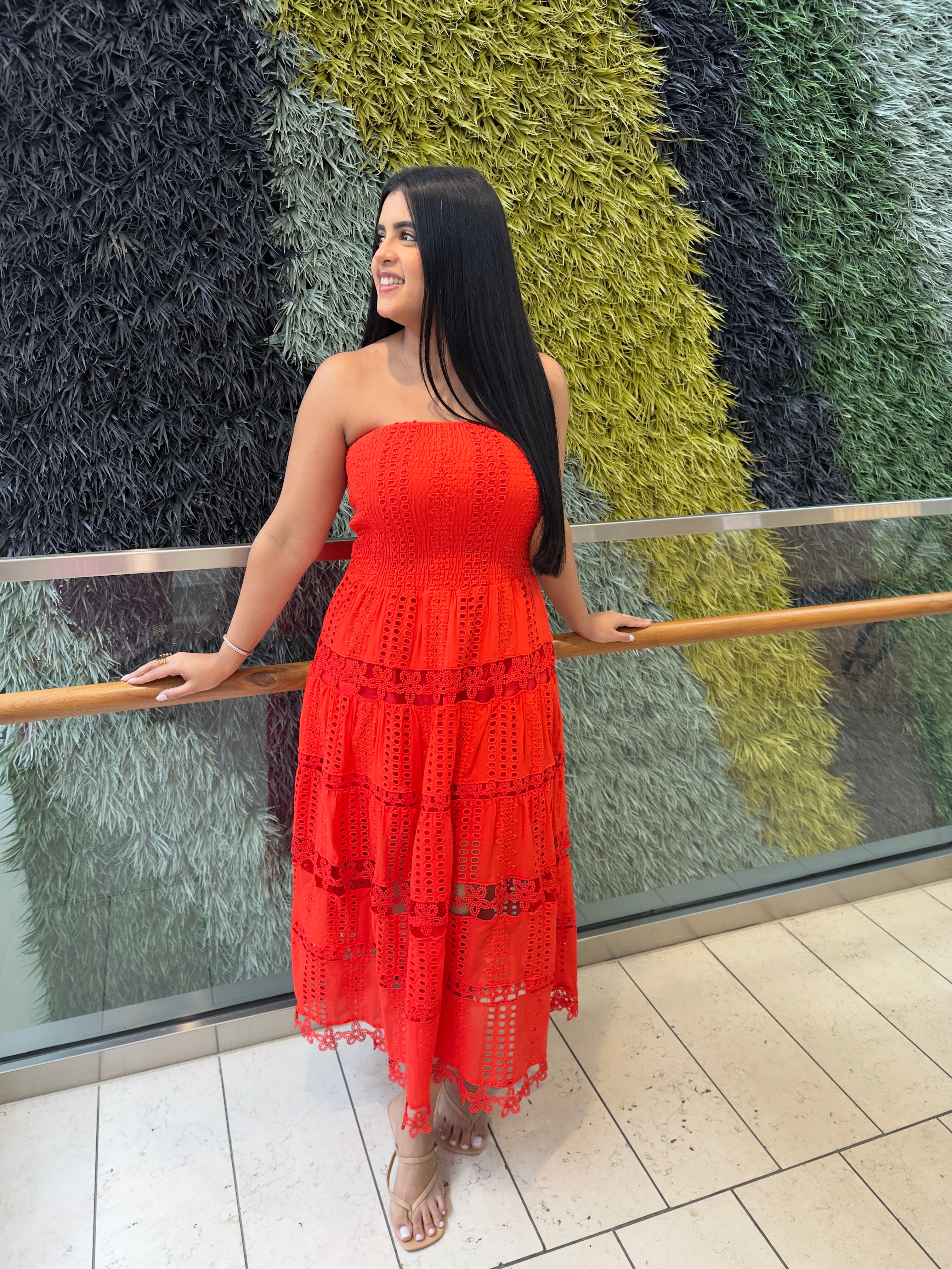 Eyelet Lace Tube Dress