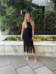 Knit Fringe Midi Dress