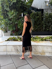 Knit Fringe Midi Dress