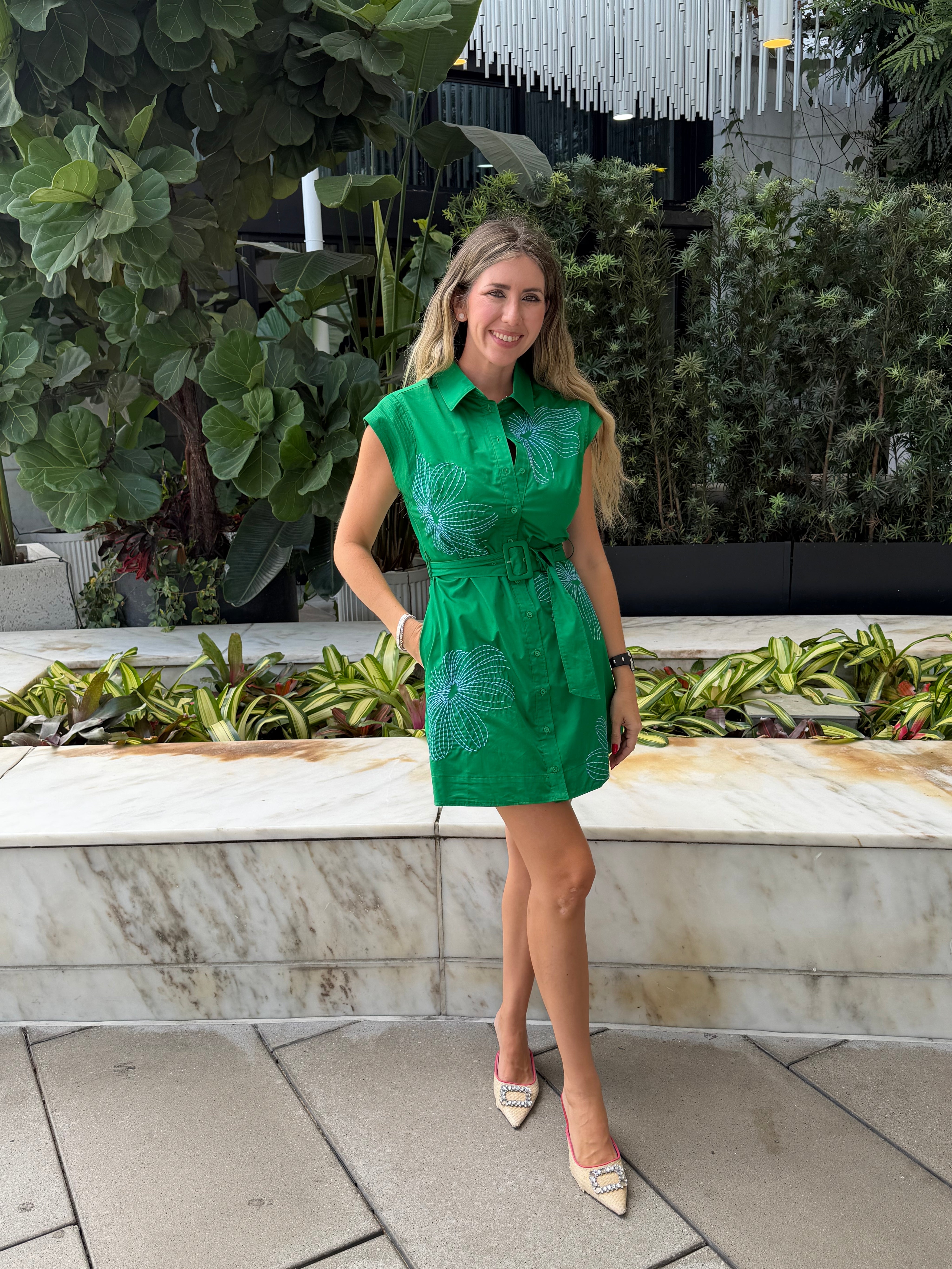 Embroidered Sleeveless Mini Dress