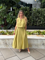 Pleats Bubble Top & Midi Skirt
