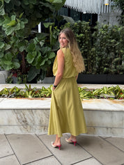 Pleats Bubble Top & Midi Skirt