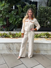 Contrast Detail Collar Jacket & Pant