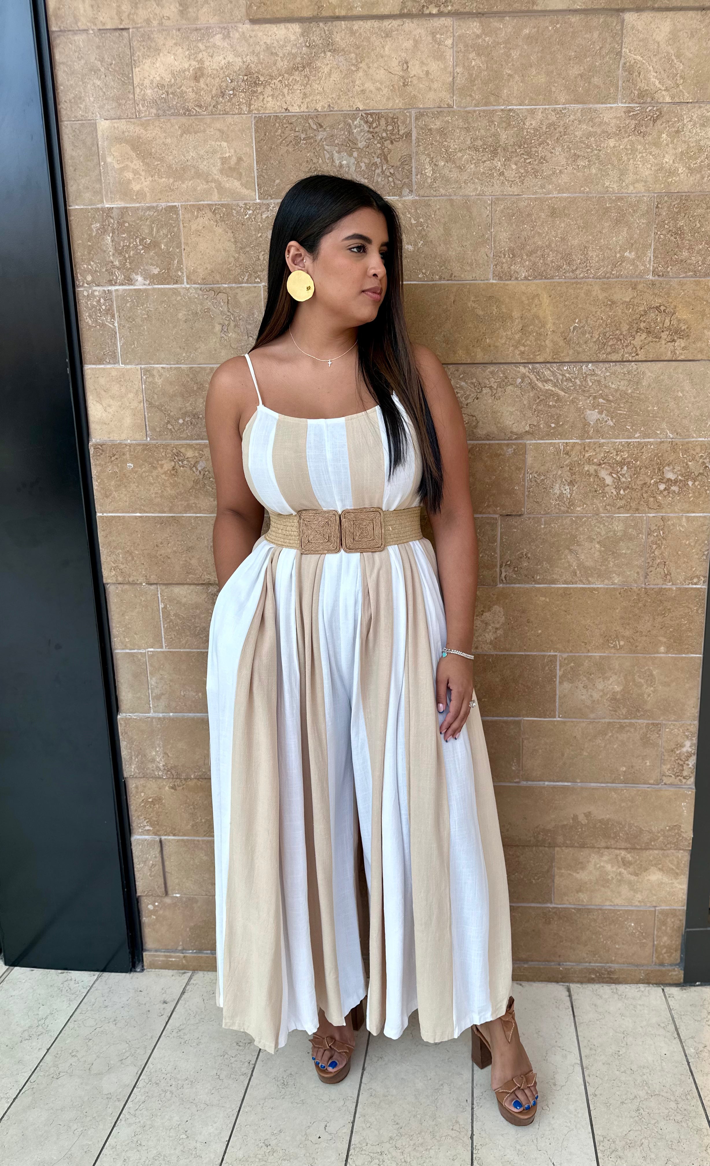 Striped Sleeveless Jumpsuit