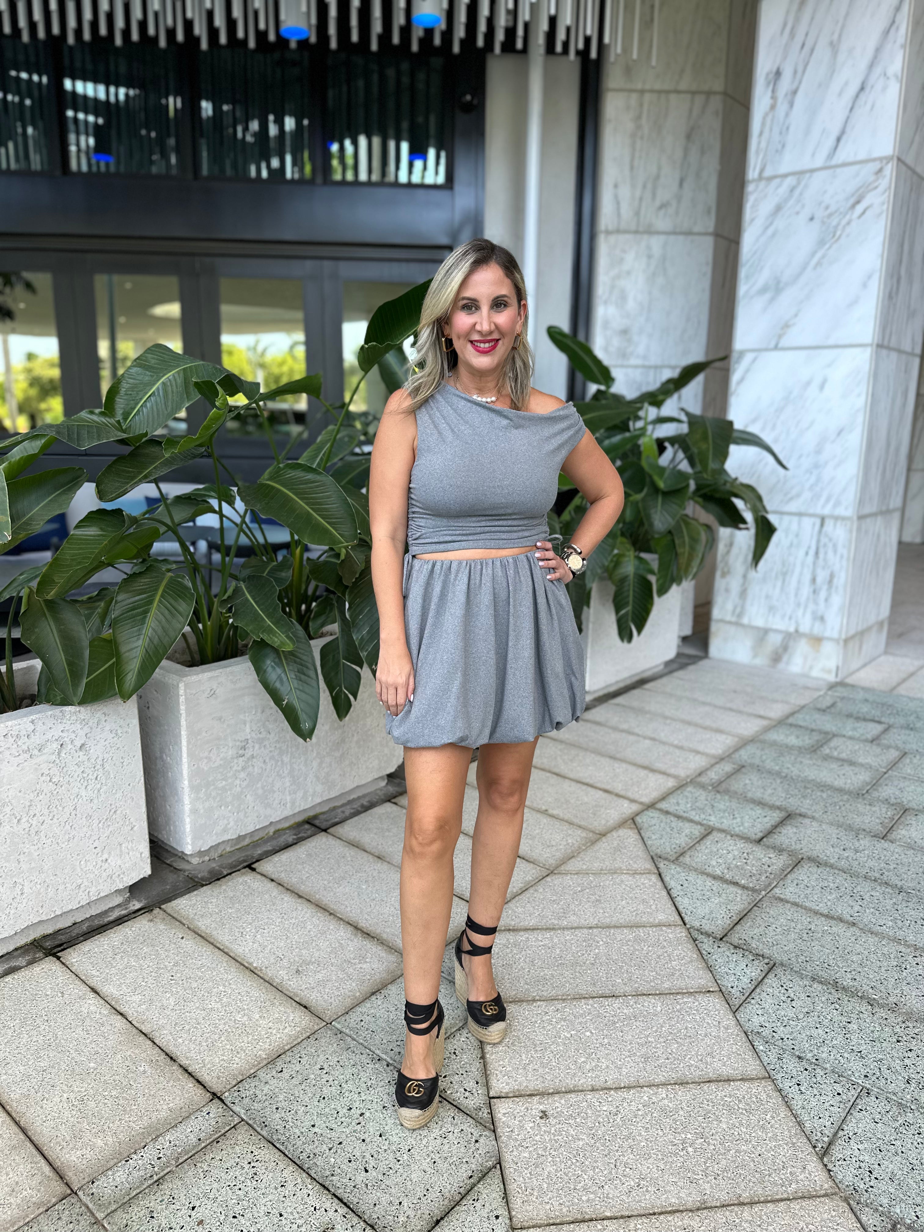 Adjustable Top & Balloon Mini Skirt