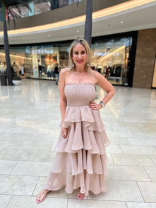 Strapless Layered Ruffle Dress