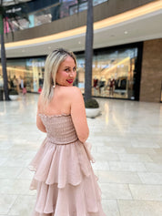 Strapless Layered Ruffle Dress