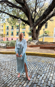 Ice Blue Sequin Jaspre Skirt