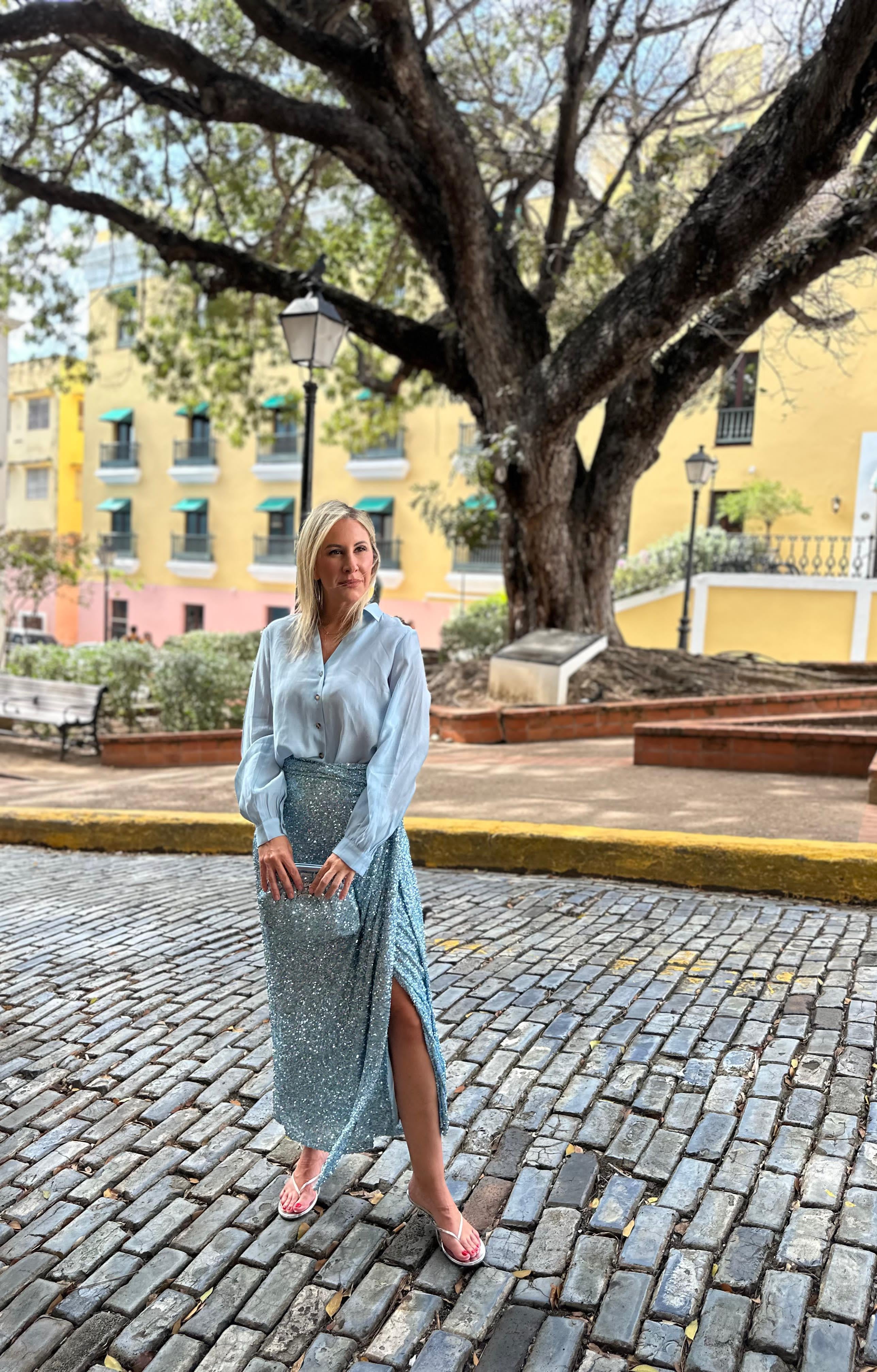 Ice Blue Sequin Jaspre Skirt