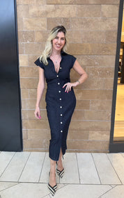 Stretch Denim Midi Dress