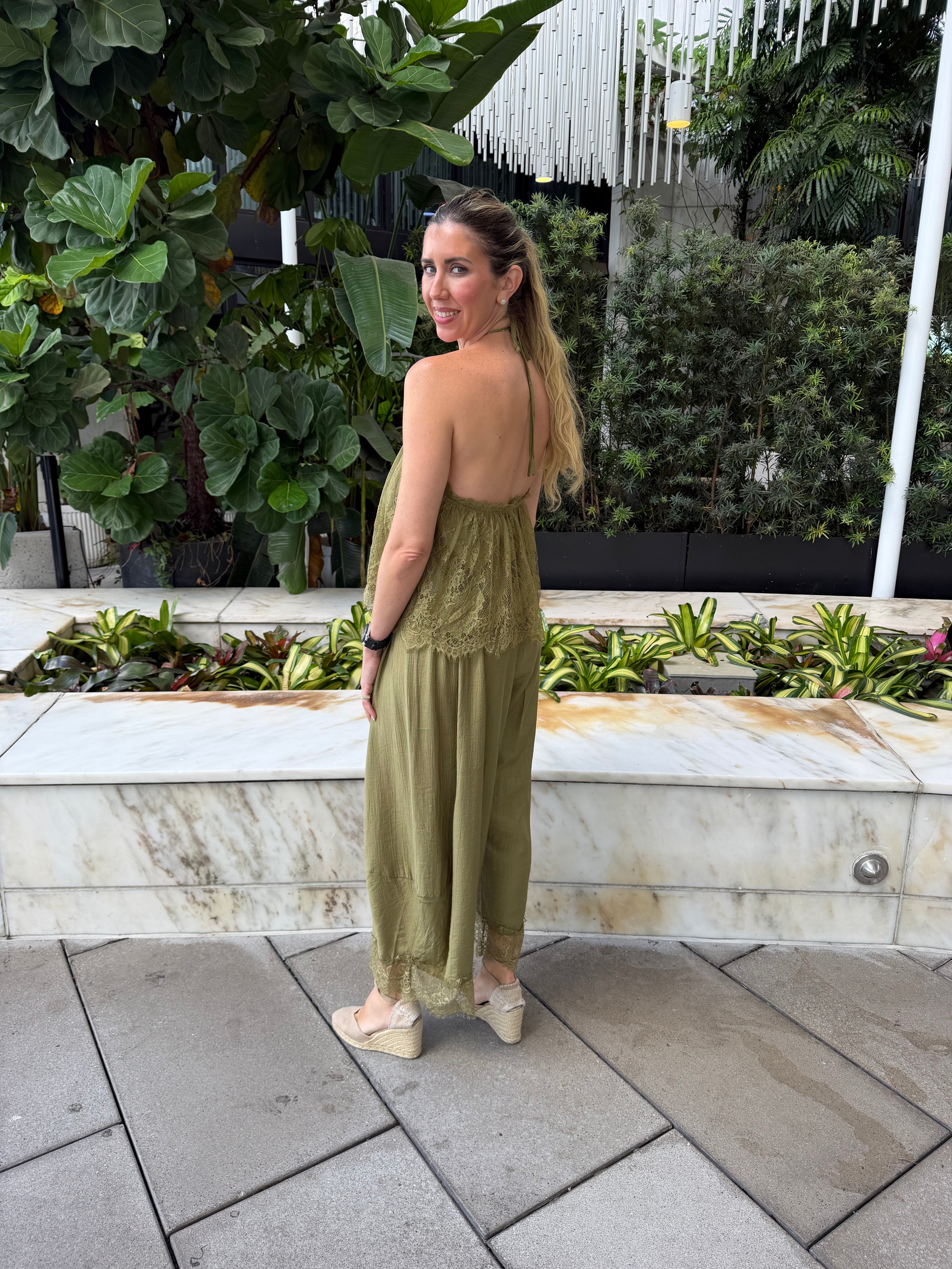 Lace Halter Top & Barrel Pant