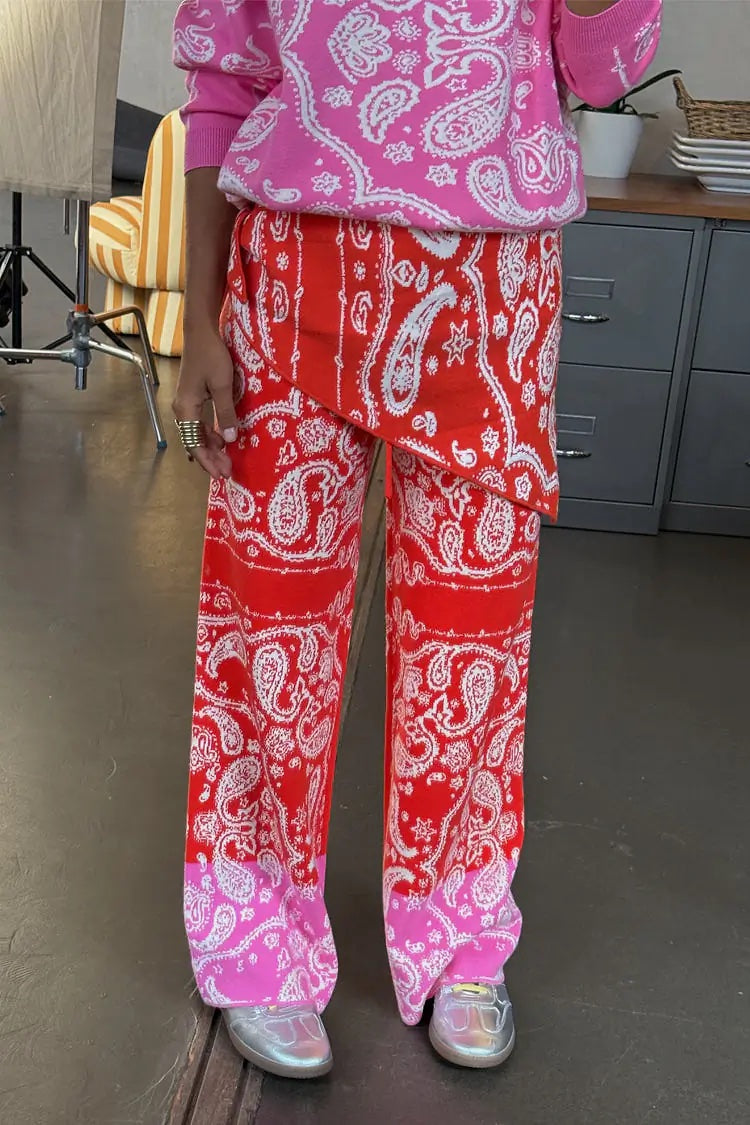 Red Bandana Wide Leg Trousers