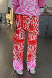 Red Bandana Wide Leg Trousers