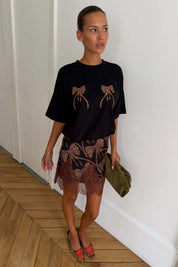Black Leopard Bow Mini Maeva Skirt